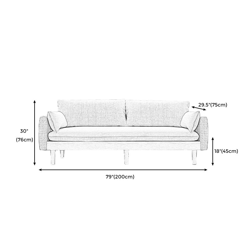 Fabric Grey 3-seat Square Arm Sofa Nordic with 2 Pillows Loveseat Clearhalo 'furn' 'furn_sofas' 'Furniture' 'furniture_sofas' 'kitchen' 'kitchen_sofas' 'Living Room Furniture' 'Sofa' 'sofas' 4607622