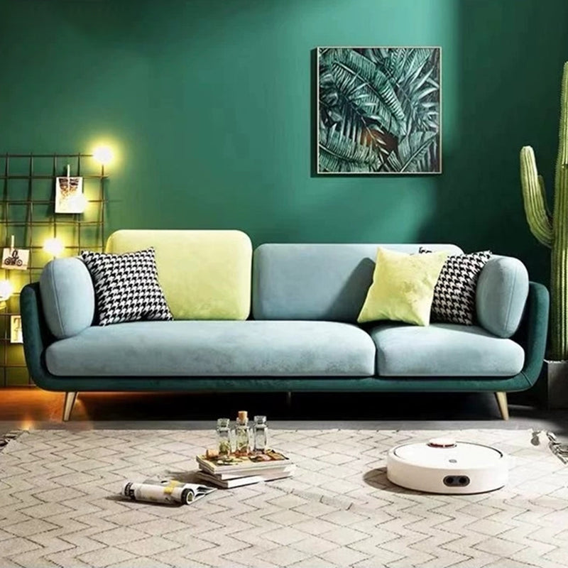 Contemporary Pillow Top Arm Reclining Loveseat for Living Room 85"L x 33.5"W x 36"H Green Clearhalo 'furn' 'furn_sofas' 'Furniture' 'furniture_sofas' 'kitchen' 'kitchen_sofas' 'Living Room Furniture' 'Sofa' 'sofas' 4607623