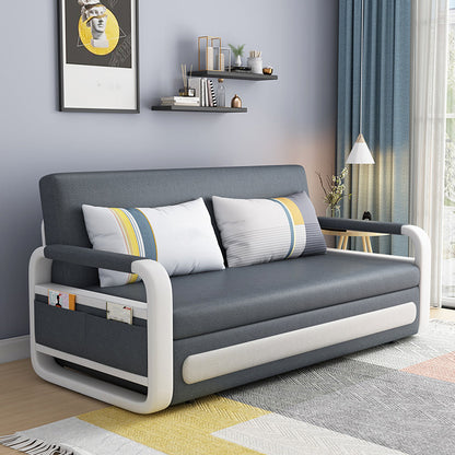 Tight Back Convertible Fabric Sofa Bed 33.46"H High Wear Resistance Square Arm Sofa Bed 63"L x 33"W x 33"H Clearhalo 'furn' 'furn_sofas' 'Furniture' 'furniture_sofas' 'kitchen' 'kitchen_sofas' 'Living Room Furniture' 'Sofa' 'sofas' 4607660