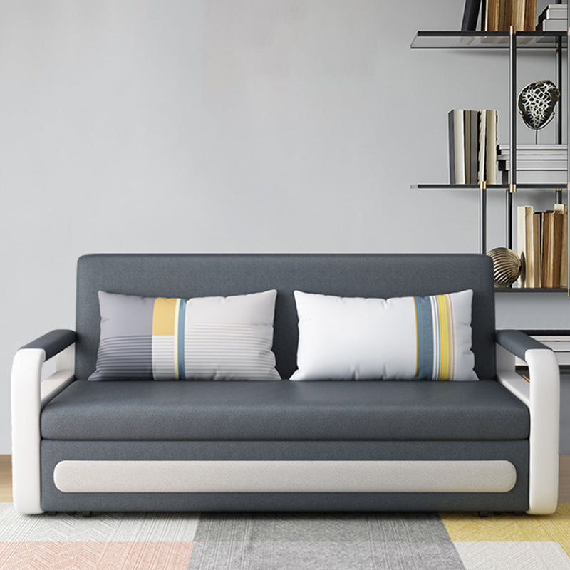 Tight Back Convertible Fabric Sofa Bed 33.46"H High Wear Resistance Square Arm Sofa Bed Clearhalo 'furn' 'furn_sofas' 'Furniture' 'furniture_sofas' 'kitchen' 'kitchen_sofas' 'Living Room Furniture' 'Sofa' 'sofas' 4607661