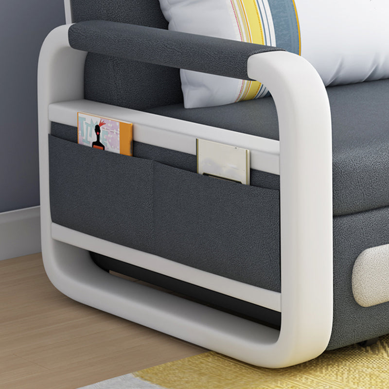 Tight Back Convertible Fabric Sofa Bed 33.46"H High Wear Resistance Square Arm Sofa Bed Clearhalo 'furn' 'furn_sofas' 'Furniture' 'furniture_sofas' 'kitchen' 'kitchen_sofas' 'Living Room Furniture' 'Sofa' 'sofas' 4607668