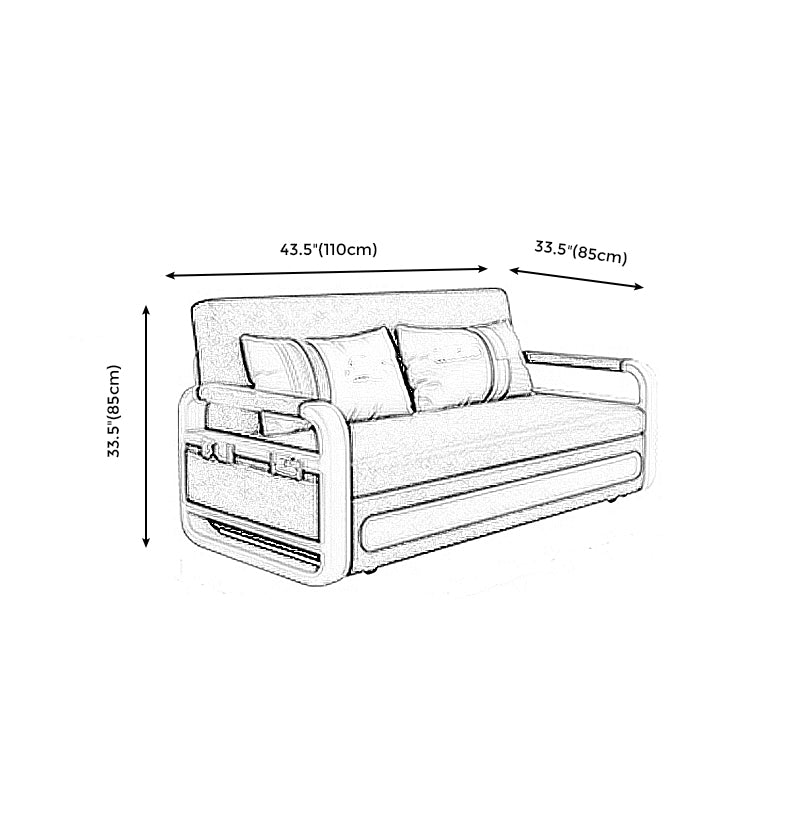 Tight Back Convertible Fabric Sofa Bed 33.46"H High Wear Resistance Square Arm Sofa Bed Clearhalo 'furn' 'furn_sofas' 'Furniture' 'furniture_sofas' 'kitchen' 'kitchen_sofas' 'Living Room Furniture' 'Sofa' 'sofas' 4607669