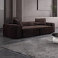 Contemporary Scratch resistant Sofa 25.6"H Fabric Tight Back Square Arm Sofa,Dark Brown 102"L x 41"W x 26"H Clearhalo 'furn' 'furn_sofas' 'Furniture' 'furniture_sofas' 'kitchen' 'kitchen_sofas' 'Living Room Furniture' 'Sofa' 'sofas' 4607673