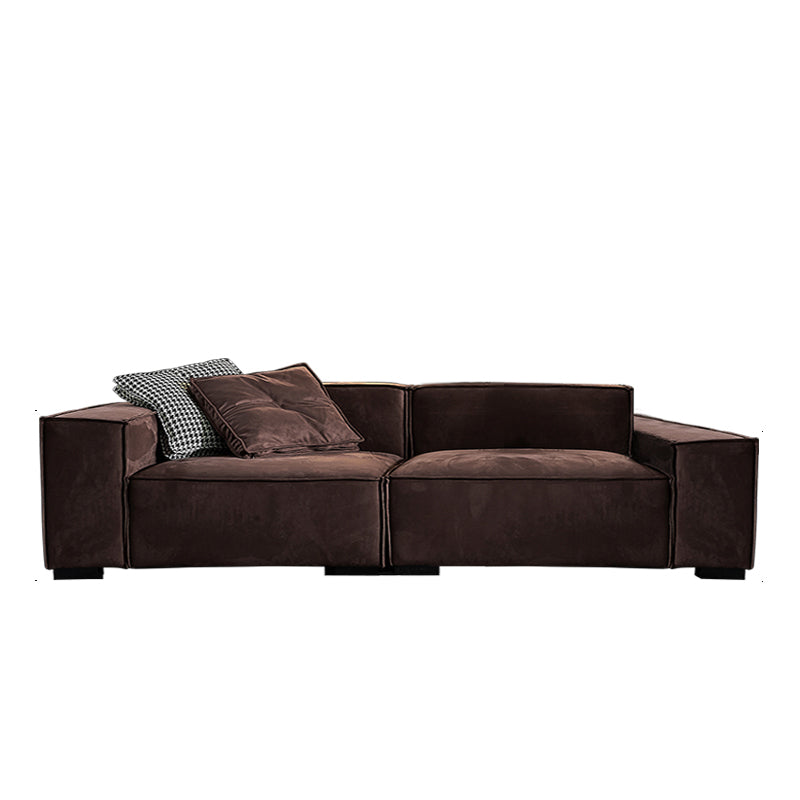 Contemporary Scratch resistant Sofa 25.6"H Fabric Tight Back Square Arm Sofa,Dark Brown 110"L x 41"W x 26"H Clearhalo 'furn' 'furn_sofas' 'Furniture' 'furniture_sofas' 'kitchen' 'kitchen_sofas' 'Living Room Furniture' 'Sofa' 'sofas' 4607676