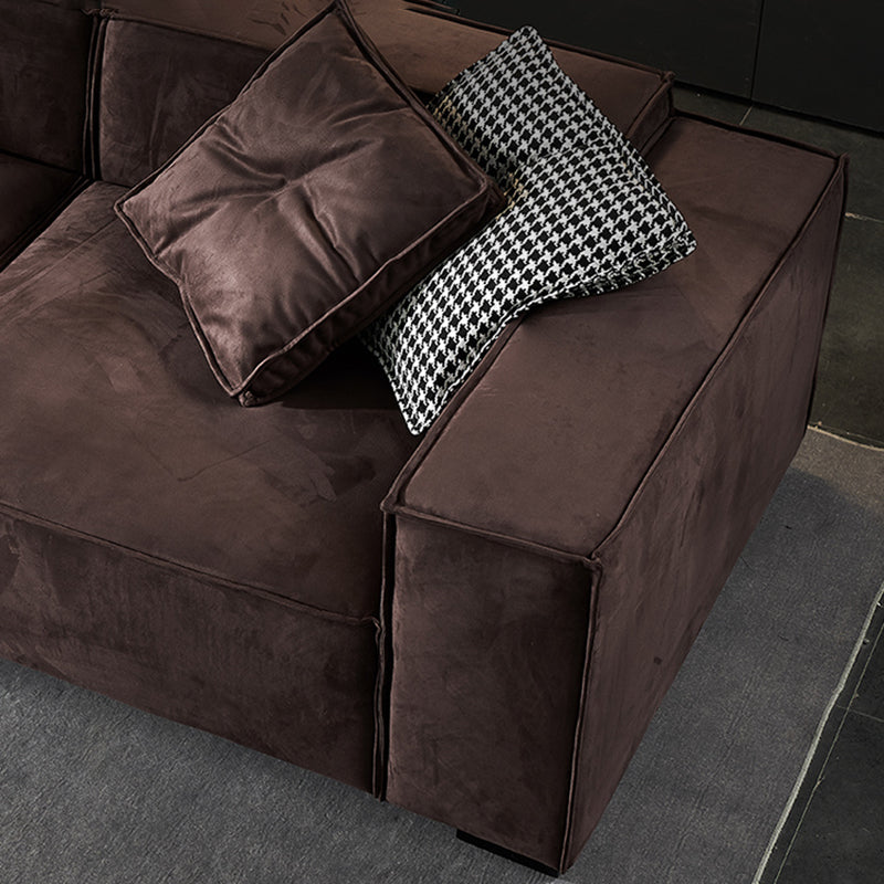 Contemporary Scratch resistant Sofa 25.6"H Fabric Tight Back Square Arm Sofa,Dark Brown Clearhalo 'furn' 'furn_sofas' 'Furniture' 'furniture_sofas' 'kitchen' 'kitchen_sofas' 'Living Room Furniture' 'Sofa' 'sofas' 4607678