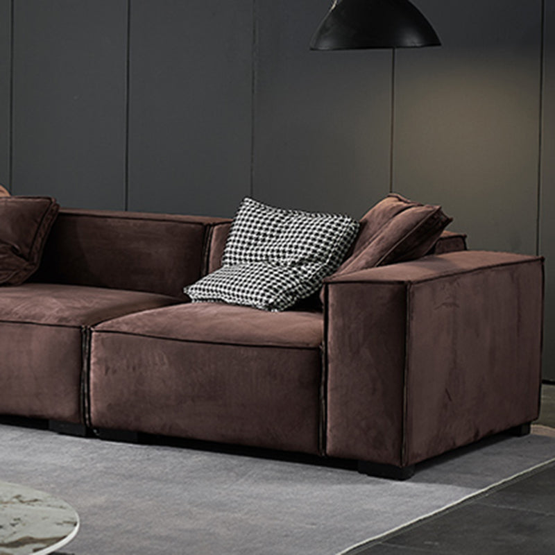 Contemporary Scratch resistant Sofa 25.6"H Fabric Tight Back Square Arm Sofa,Dark Brown Clearhalo 'furn' 'furn_sofas' 'Furniture' 'furniture_sofas' 'kitchen' 'kitchen_sofas' 'Living Room Furniture' 'Sofa' 'sofas' 4607679