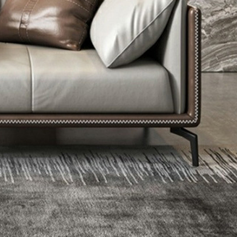 Standard Square Arm Loveseat Grey Loose Back Leather Bench Seating Clearhalo 'furn' 'furn_sofas' 'Furniture' 'furniture_sofas' 'kitchen' 'kitchen_sofas' 'Living Room Furniture' 'Sofa' 'sofas' 4607693