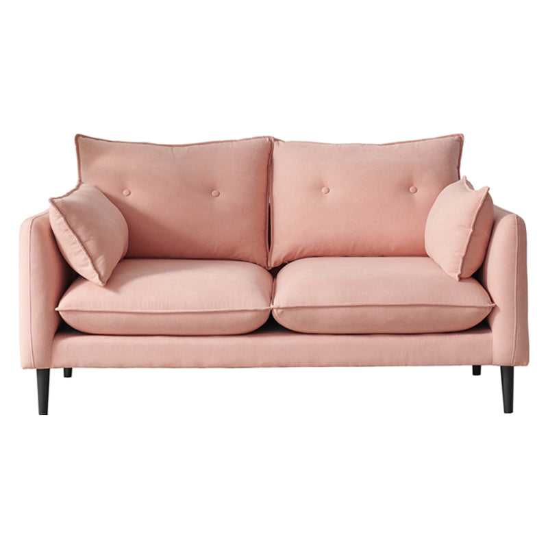 Linen Square Arm Modern Sofa with Loose Back for Living Room and Apartment Pink Sponge Clearhalo 'furn' 'furn_sofas' 'Furniture' 'furniture_sofas' 'kitchen' 'kitchen_sofas' 'Living Room Furniture' 'Sofa' 'sofas' 4607701