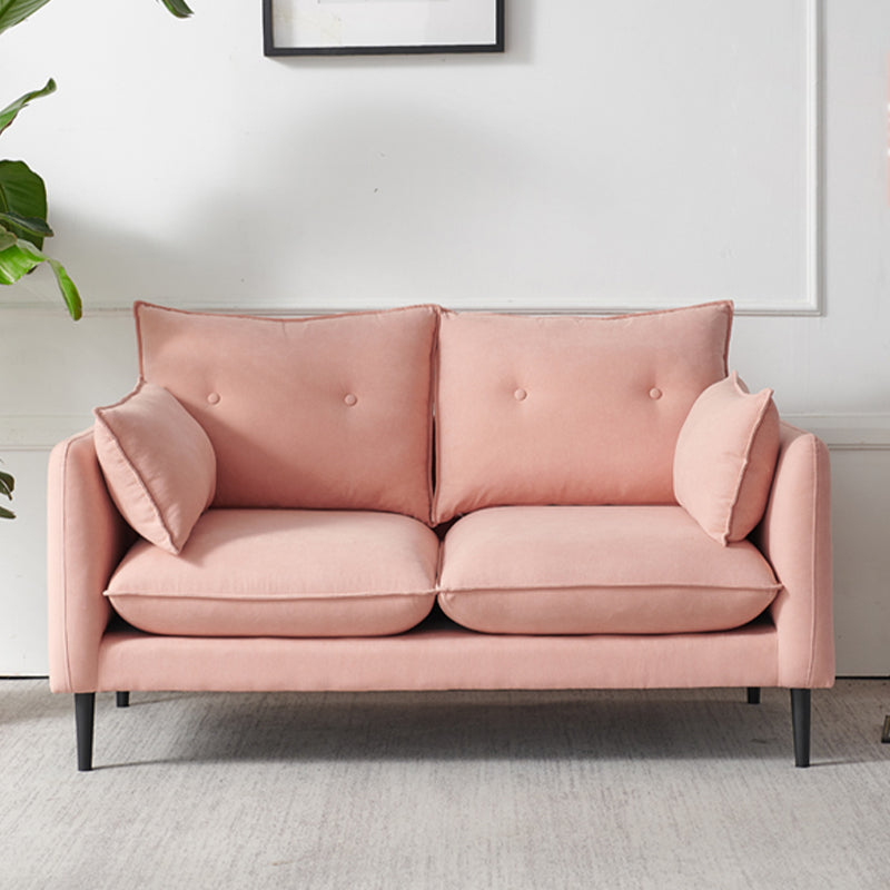 Linen Square Arm Modern Sofa with Loose Back for Living Room and Apartment Pink Latex Clearhalo 'furn' 'furn_sofas' 'Furniture' 'furniture_sofas' 'kitchen' 'kitchen_sofas' 'Living Room Furniture' 'Sofa' 'sofas' 4607706