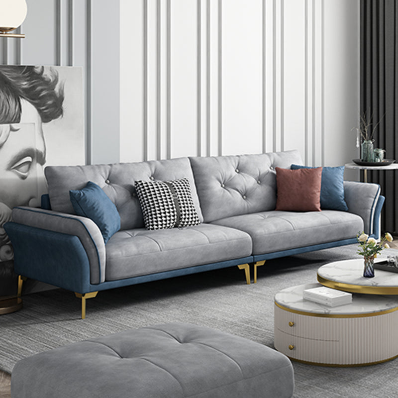 Mid Century Modern Tufted Split-Back Sofa 29.53"H Fabric Flared Arm Sofa 94"L x 37"W x 29.5"H Clearhalo 'furn' 'furn_sofas' 'Furniture' 'furniture_sofas' 'kitchen' 'kitchen_sofas' 'Living Room Furniture' 'Sofa' 'sofas' 4607729