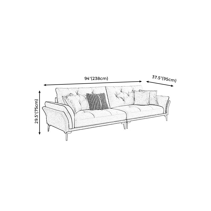Mid Century Modern Tufted Split-Back Sofa 29.53"H Fabric Flared Arm Sofa Clearhalo 'furn' 'furn_sofas' 'Furniture' 'furniture_sofas' 'kitchen' 'kitchen_sofas' 'Living Room Furniture' 'Sofa' 'sofas' 4607735