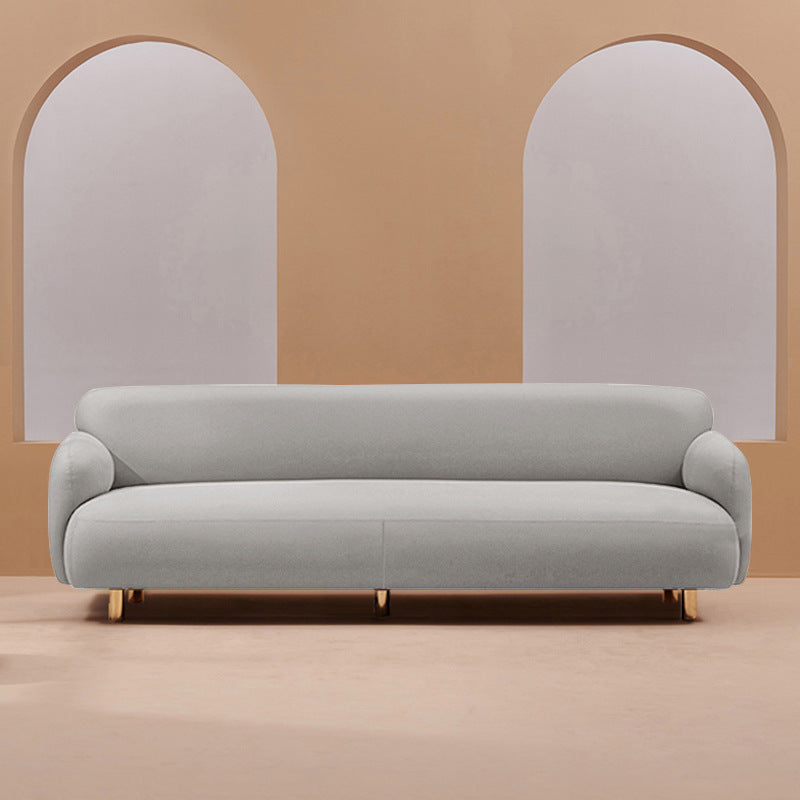 Modernism Metal Legs Rolled Arm Sofa Standard Cushions Sofa for Living Room Light Gray Clearhalo 'furn' 'furn_sofas' 'Furniture' 'furniture_sofas' 'kitchen' 'kitchen_sofas' 'Living Room Furniture' 'Sofa' 'sofas' 4607747