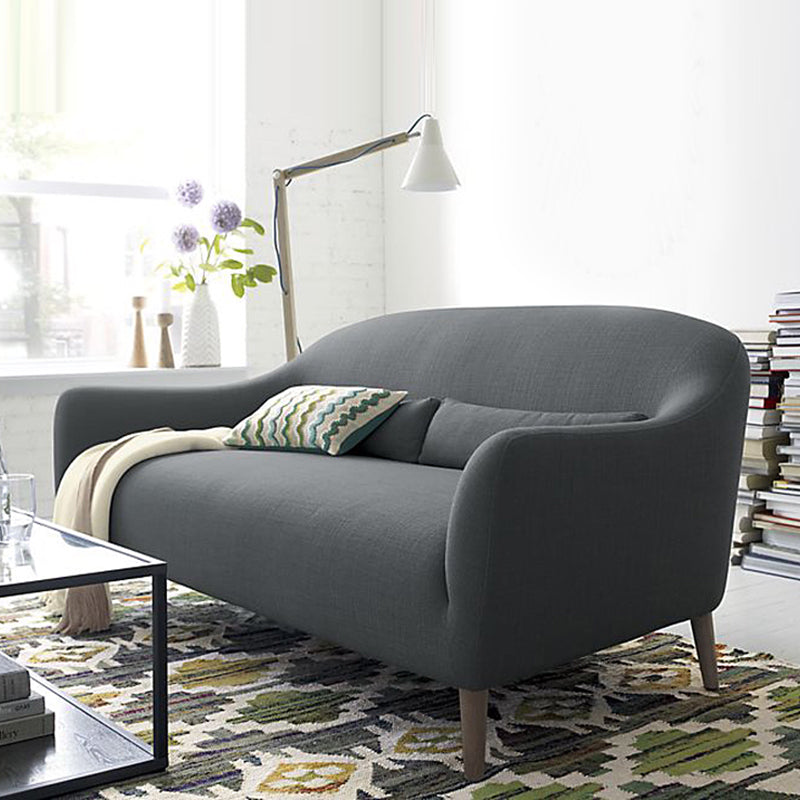 31.5"H Square Arm Linen Solid Color Scandinavian Curved Sofa Grey Clearhalo 'furn' 'furn_sofas' 'Furniture' 'furniture_sofas' 'kitchen' 'kitchen_sofas' 'Living Room Furniture' 'Sofa' 'sofas' 4607798