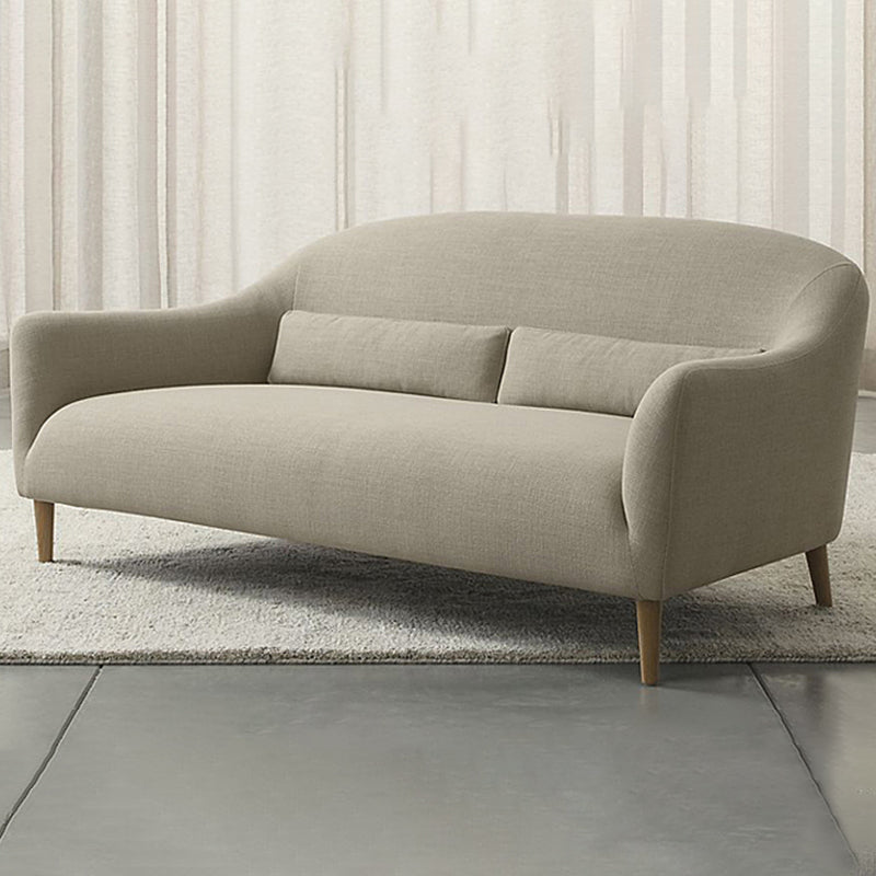 31.5"H Square Arm Linen Solid Color Scandinavian Curved Sofa 76"L x 33"W x 31"H Beige Clearhalo 'furn' 'furn_sofas' 'Furniture' 'furniture_sofas' 'kitchen' 'kitchen_sofas' 'Living Room Furniture' 'Sofa' 'sofas' 4607800