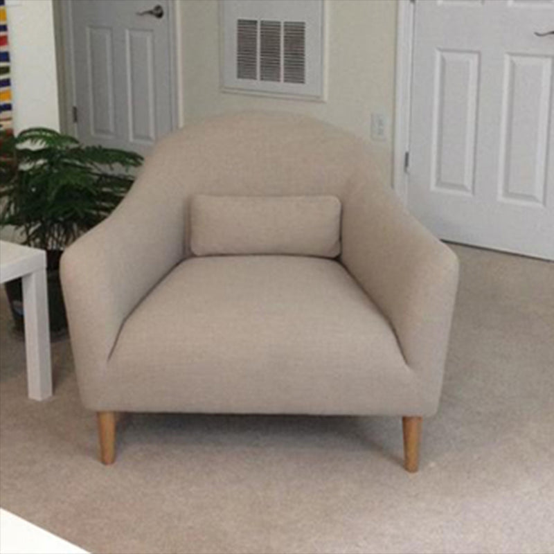 31.5"H Square Arm Linen Solid Color Scandinavian Curved Sofa 39"L x 33"W x 31.5"H Beige Clearhalo 'furn' 'furn_sofas' 'Furniture' 'furniture_sofas' 'kitchen' 'kitchen_sofas' 'Living Room Furniture' 'Sofa' 'sofas' 4607801