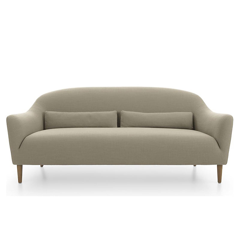 31.5"H Square Arm Linen Solid Color Scandinavian Curved Sofa 64"L x 33"W x 31"H Beige Clearhalo 'furn' 'furn_sofas' 'Furniture' 'furniture_sofas' 'kitchen' 'kitchen_sofas' 'Living Room Furniture' 'Sofa' 'sofas' 4607805