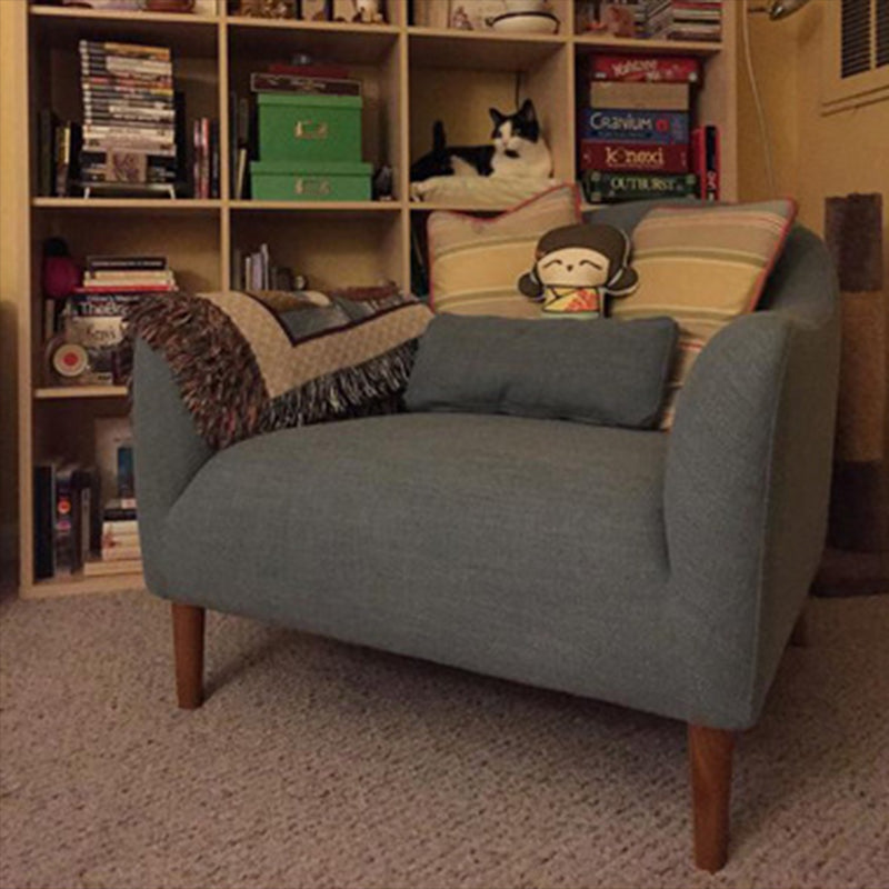 31.5"H Square Arm Linen Solid Color Scandinavian Curved Sofa 39"L x 33"W x 31.5"H Grey Clearhalo 'furn' 'furn_sofas' 'Furniture' 'furniture_sofas' 'kitchen' 'kitchen_sofas' 'Living Room Furniture' 'Sofa' 'sofas' 4607810