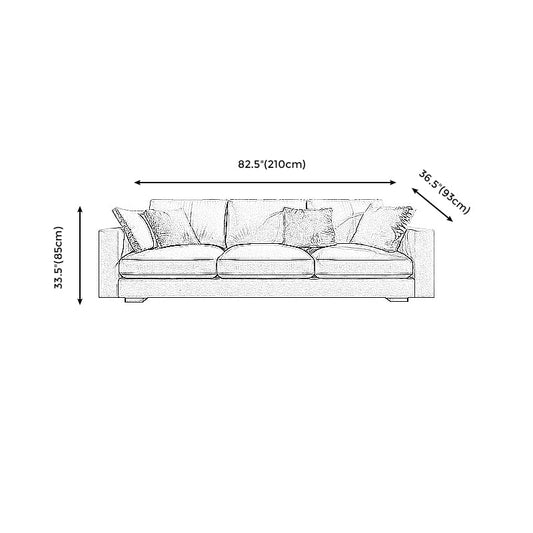 Scandinavian Standard Sofa with Multiple Cushion Seat 33.46"High Square Arm Sofa Clearhalo 'furn' 'furn_sofas' 'Furniture' 'furniture_sofas' 'kitchen' 'kitchen_sofas' 'Living Room Furniture' 'Sofa' 'sofas' 4607850