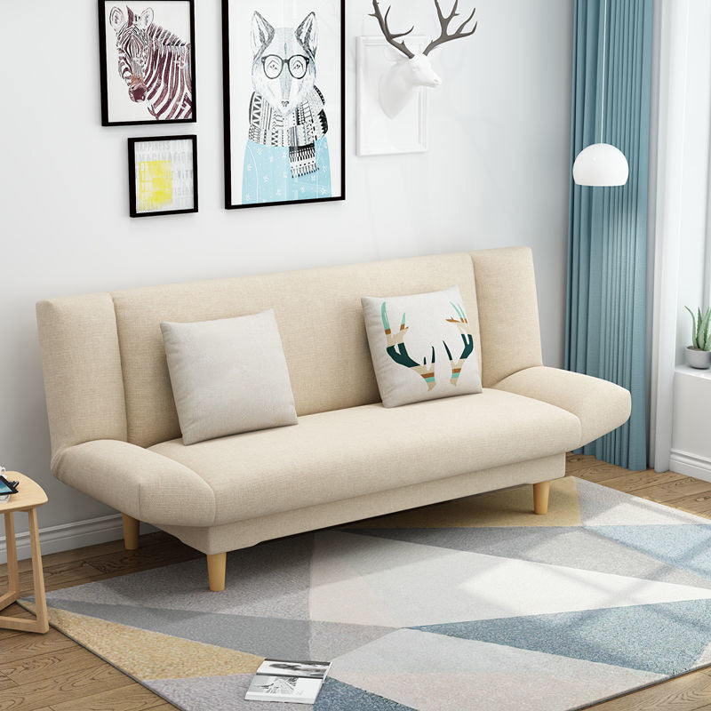 Convertible Cotton Blend Settee Loveseat 2-seater Armless Settee Off-White Clearhalo 'furn' 'furn_sofas' 'Furniture' 'furniture_sofas' 'kitchen' 'kitchen_sofas' 'Living Room Furniture' 'Sofa' 'sofas' 4607867