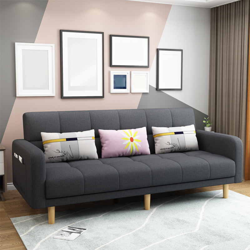 80"High Modern Nordic Square Arm Convertible Sofa with pillows Dark Gray Clearhalo 'furn' 'furn_sofas' 'Furniture' 'furniture_sofas' 'kitchen' 'kitchen_sofas' 'Living Room Furniture' 'Sofa' 'sofas' 4607880