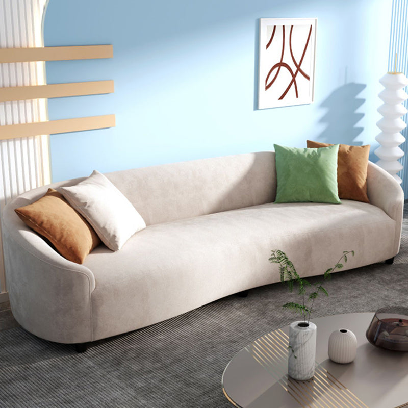 Modern Velvet Curved Loveseat with Tight Back for Bonus Room 87"L x 35"W x 28"H Beige Clearhalo 'furn' 'furn_sofas' 'Furniture' 'furniture_sofas' 'kitchen' 'kitchen_sofas' 'Living Room Furniture' 'Sofa' 'sofas' 4607890