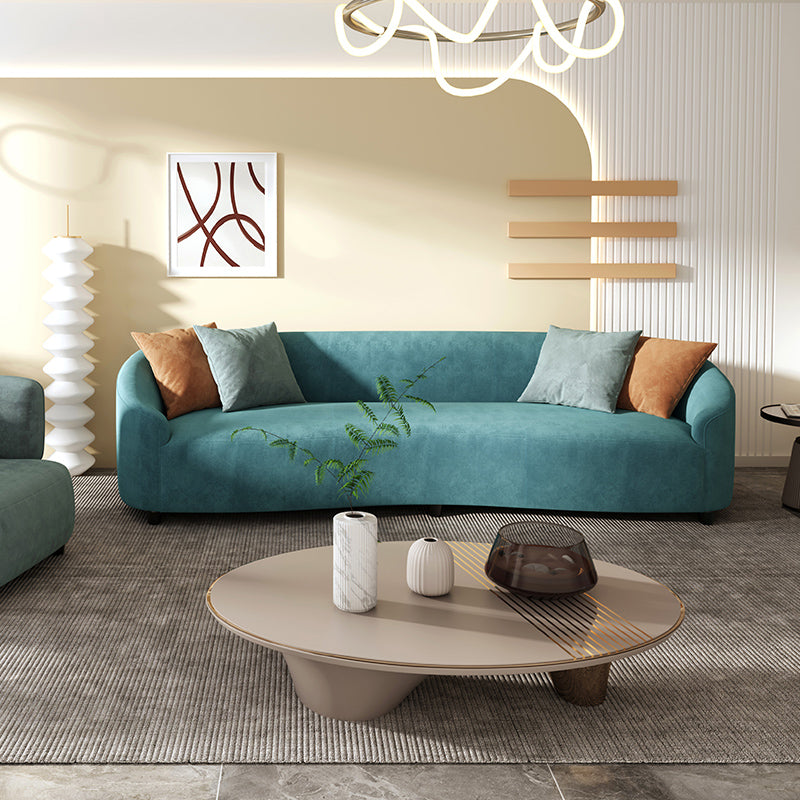 Modern Velvet Curved Loveseat with Tight Back for Bonus Room Blue Clearhalo 'furn' 'furn_sofas' 'Furniture' 'furniture_sofas' 'kitchen' 'kitchen_sofas' 'Living Room Furniture' 'Sofa' 'sofas' 4607891