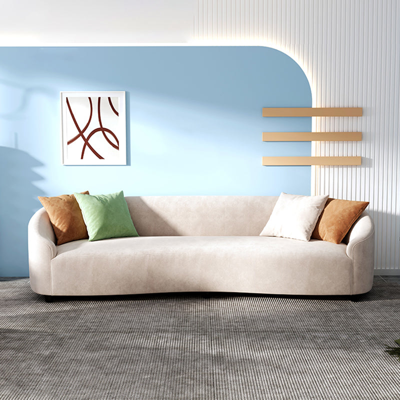 Modern Velvet Curved Loveseat with Tight Back for Bonus Room 79"L x 35"W x 28"H Beige Clearhalo 'furn' 'furn_sofas' 'Furniture' 'furniture_sofas' 'kitchen' 'kitchen_sofas' 'Living Room Furniture' 'Sofa' 'sofas' 4607896