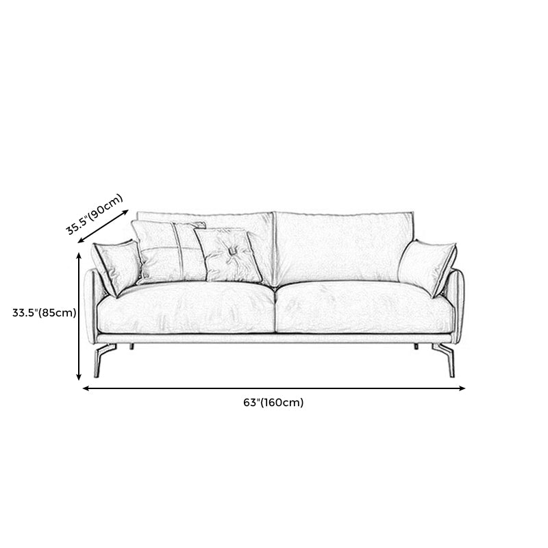 Leather Brown Settee Sofa Standard Square Arm Loveseat with Pillows Clearhalo 'furn' 'furn_sofas' 'Furniture' 'furniture_sofas' 'kitchen' 'kitchen_sofas' 'Living Room Furniture' 'Sofa' 'sofas' 4607928