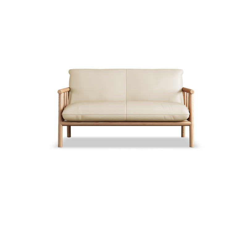 Faux Leather Modern Sofa Square Arm 29 "W Tight Back Sofa for living room 47"L x 29.5"W x 31.5"H White Wood Clearhalo 'furn' 'furn_sofas' 'Furniture' 'furniture_sofas' 'kitchen' 'kitchen_sofas' 'Living Room Furniture' 'Sofa' 'sofas' 4607944
