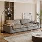 Grey Contemporary Faux Leather Pillow Top Arm Sofa with Loose Back for Living Room 102''L x47"W x 26"H Clearhalo 'furn' 'furn_sofas' 'Furniture' 'furniture_sofas' 'kitchen' 'kitchen_sofas' 'Living Room Furniture' 'Sofa' 'sofas' 4607950