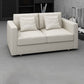 White Slipcovered Fabric Settee Recessed Arm Sofa with Pillows 67"L x 37.5"W x 25.5"H Clearhalo 'furn' 'furn_sofas' 'Furniture' 'furniture_sofas' 'kitchen' 'kitchen_sofas' 'Living Room Furniture' 'Sofa' 'sofas' 4607972