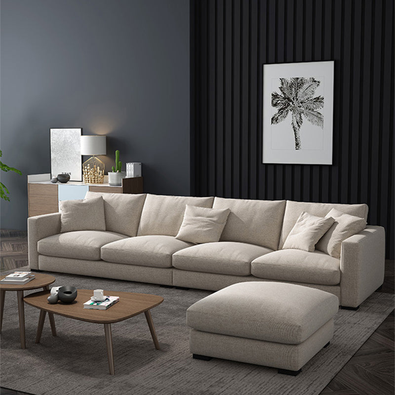 White Slipcovered Fabric Settee Recessed Arm Sofa with Pillows 106''L x37"W x 26"H Clearhalo 'furn' 'furn_sofas' 'Furniture' 'furniture_sofas' 'kitchen' 'kitchen_sofas' 'Living Room Furniture' 'Sofa' 'sofas' 4607973