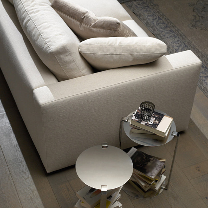 White Slipcovered Fabric Settee Recessed Arm Sofa with Pillows Clearhalo 'furn' 'furn_sofas' 'Furniture' 'furniture_sofas' 'kitchen' 'kitchen_sofas' 'Living Room Furniture' 'Sofa' 'sofas' 4607975