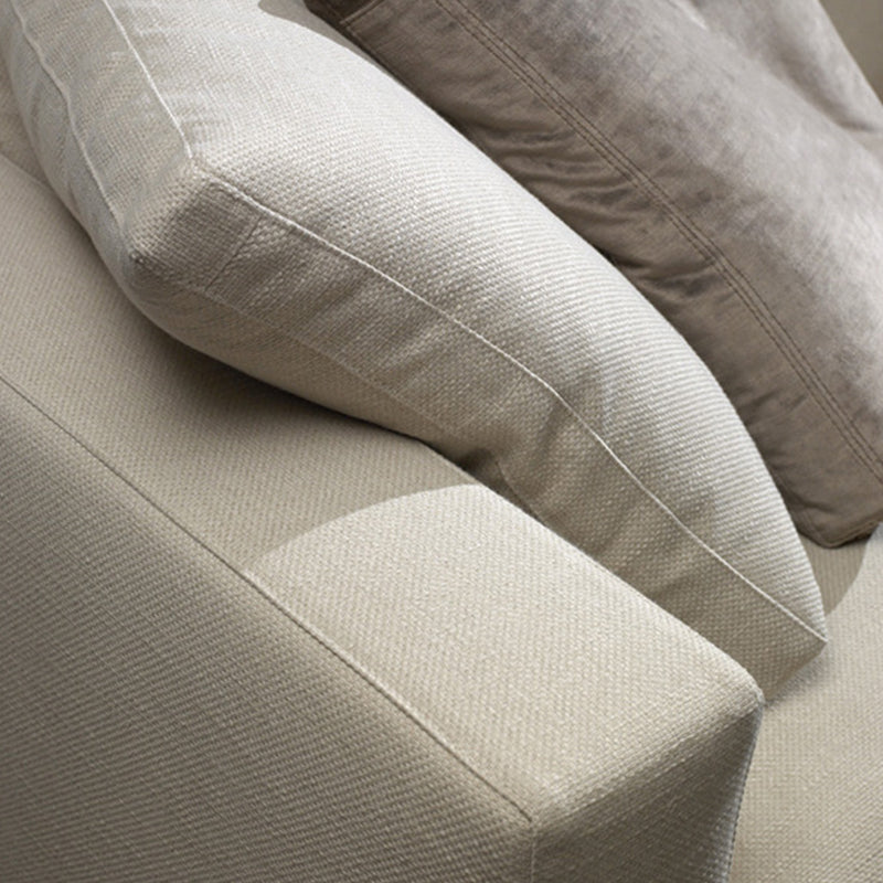 White Slipcovered Fabric Settee Recessed Arm Sofa with Pillows Clearhalo 'furn' 'furn_sofas' 'Furniture' 'furniture_sofas' 'kitchen' 'kitchen_sofas' 'Living Room Furniture' 'Sofa' 'sofas' 4607977