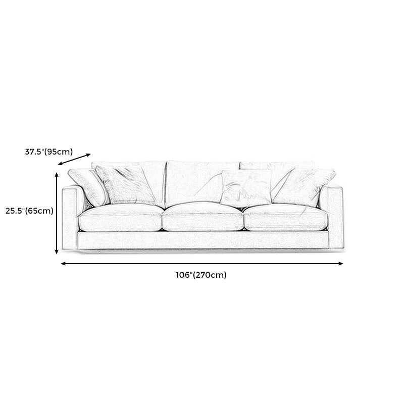 White Slipcovered Fabric Settee Recessed Arm Sofa with Pillows Clearhalo 'furn' 'furn_sofas' 'Furniture' 'furniture_sofas' 'kitchen' 'kitchen_sofas' 'Living Room Furniture' 'Sofa' 'sofas' 4607983