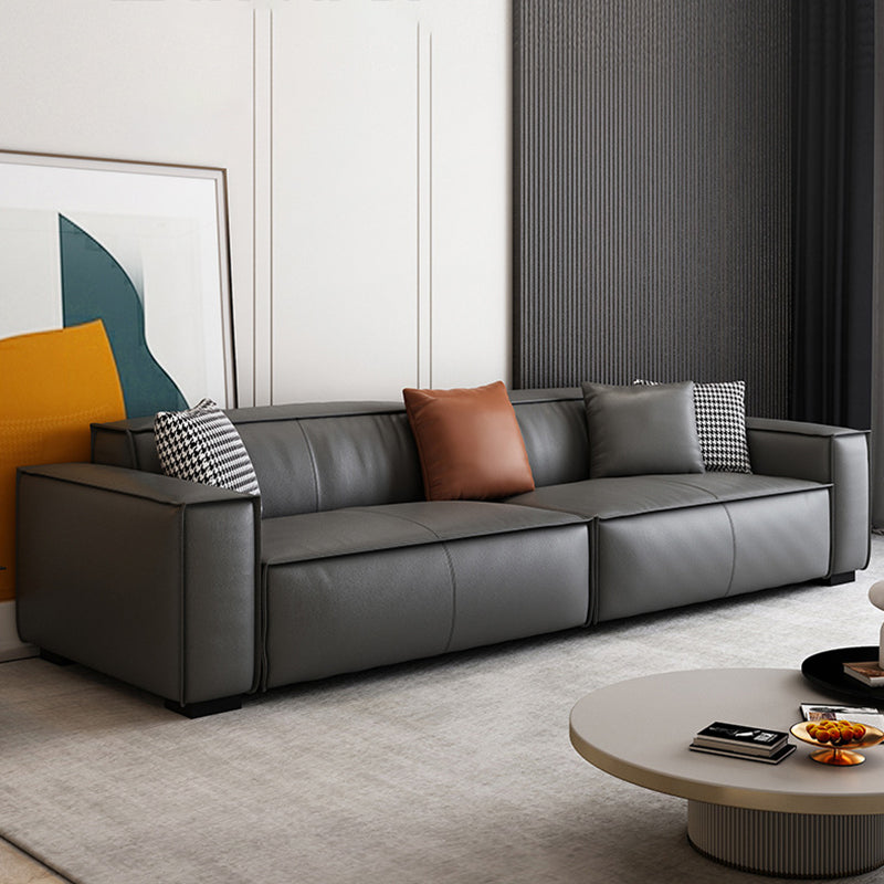 Modern Style Solid Wood Base Leather & Namib Black Rectangular Sofa 126''L x37"W x 28"H Faux Leather Clearhalo 'furn' 'furn_sofas' 'Furniture' 'furniture_sofas' 'kitchen' 'kitchen_sofas' 'Living Room Furniture' 'Sofa' 'sofas' 4607986