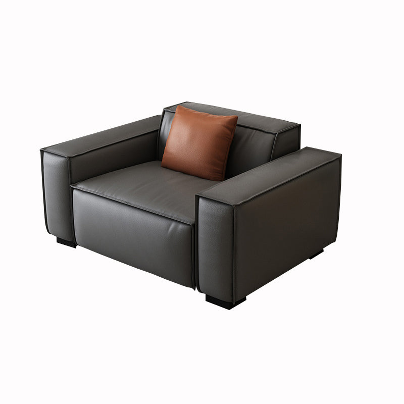 Modern Style Solid Wood Base Leather & Namib Black Rectangular Sofa 43''L x37"W x 28"H Faux Leather Clearhalo 'furn' 'furn_sofas' 'Furniture' 'furniture_sofas' 'kitchen' 'kitchen_sofas' 'Living Room Furniture' 'Sofa' 'sofas' 4607990
