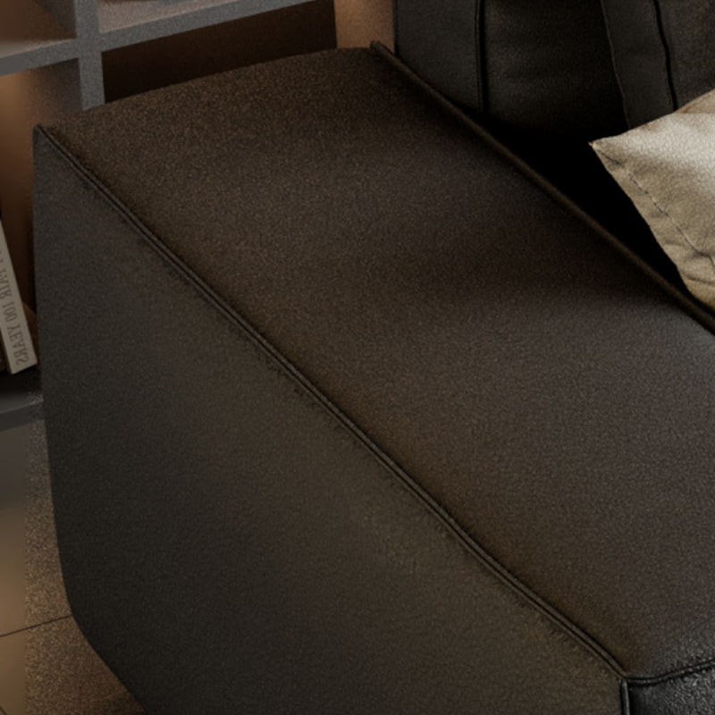 Faux Leather Square Arm Standard Sofa with Bolster Pillows, Stain Resistant Clearhalo 'furn' 'furn_sofas' 'Furniture' 'furniture_sofas' 'kitchen' 'kitchen_sofas' 'Living Room Furniture' 'Sofa' 'sofas' 4608006