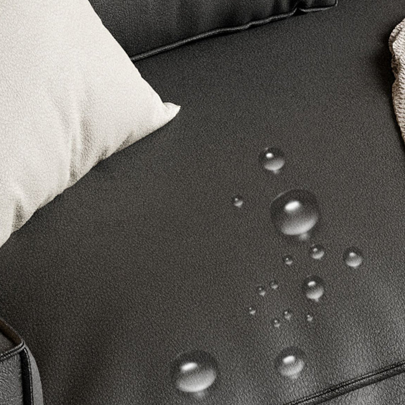 Faux Leather Square Arm Standard Sofa with Bolster Pillows, Stain Resistant Clearhalo 'furn' 'furn_sofas' 'Furniture' 'furniture_sofas' 'kitchen' 'kitchen_sofas' 'Living Room Furniture' 'Sofa' 'sofas' 4608007