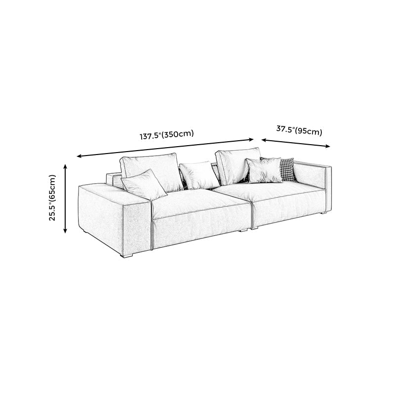 Faux Leather Square Arm Standard Sofa with Bolster Pillows, Stain Resistant Clearhalo 'furn' 'furn_sofas' 'Furniture' 'furniture_sofas' 'kitchen' 'kitchen_sofas' 'Living Room Furniture' 'Sofa' 'sofas' 4608012