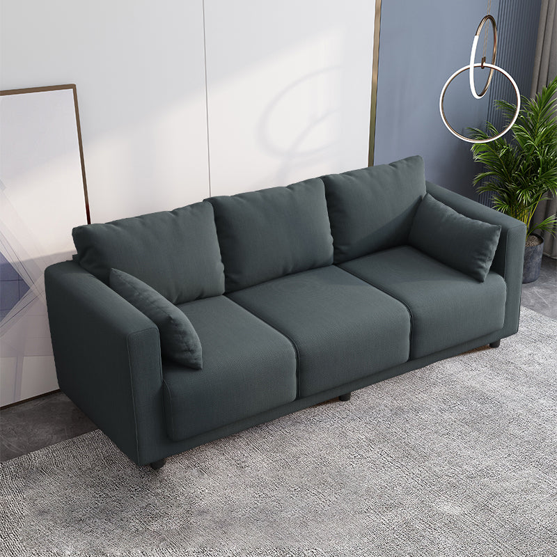 Loose Back Linen Square Arm Sofa with Slipcovered for Living Room and Apartment Dark Gray Clearhalo 'furn' 'furn_sofas' 'Furniture' 'furniture_sofas' 'kitchen' 'kitchen_sofas' 'Living Room Furniture' 'Sofa' 'sofas' 4608014