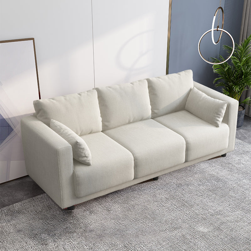 Loose Back Linen Square Arm Sofa with Slipcovered for Living Room and Apartment White Clearhalo 'furn' 'furn_sofas' 'Furniture' 'furniture_sofas' 'kitchen' 'kitchen_sofas' 'Living Room Furniture' 'Sofa' 'sofas' 4608015
