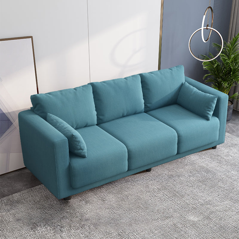 Loose Back Linen Square Arm Sofa with Slipcovered for Living Room and Apartment Light Blue Clearhalo 'furn' 'furn_sofas' 'Furniture' 'furniture_sofas' 'kitchen' 'kitchen_sofas' 'Living Room Furniture' 'Sofa' 'sofas' 4608017