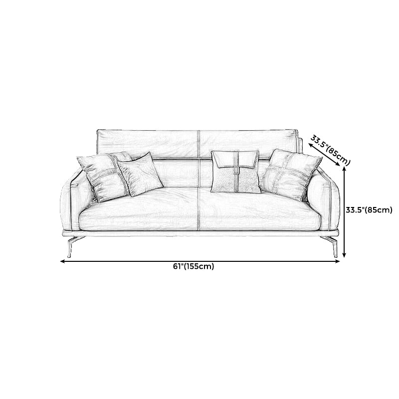 Square Armrest with Pillow Back Leather/imitation Leather Black Cushioned Sofa Clearhalo 'furn' 'furn_sofas' 'Furniture' 'furniture_sofas' 'kitchen' 'kitchen_sofas' 'Living Room Furniture' 'Sofa' 'sofas' 4608058