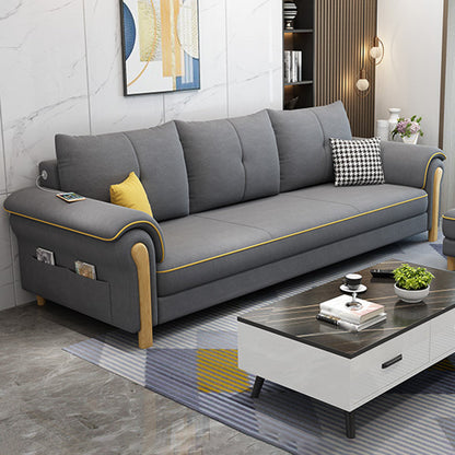 Leather Sofa with Bolster Pillows Single Cushion Seat Square Arm Sofa for Living Room Dark Gray Clearhalo 'furn' 'furn_sofas' 'Furniture' 'furniture_sofas' 'kitchen' 'kitchen_sofas' 'Living Room Furniture' 'Sofa' 'sofas' 4608070