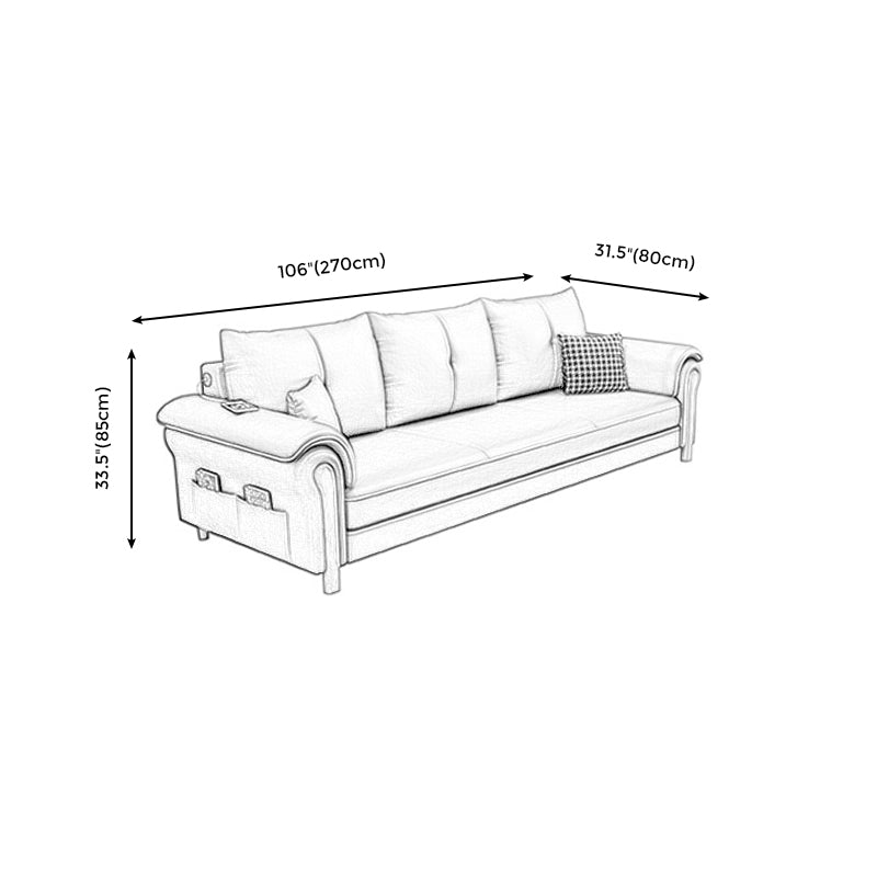 Leather Sofa with Bolster Pillows Single Cushion Seat Square Arm Sofa for Living Room Clearhalo 'furn' 'furn_sofas' 'Furniture' 'furniture_sofas' 'kitchen' 'kitchen_sofas' 'Living Room Furniture' 'Sofa' 'sofas' 4608080