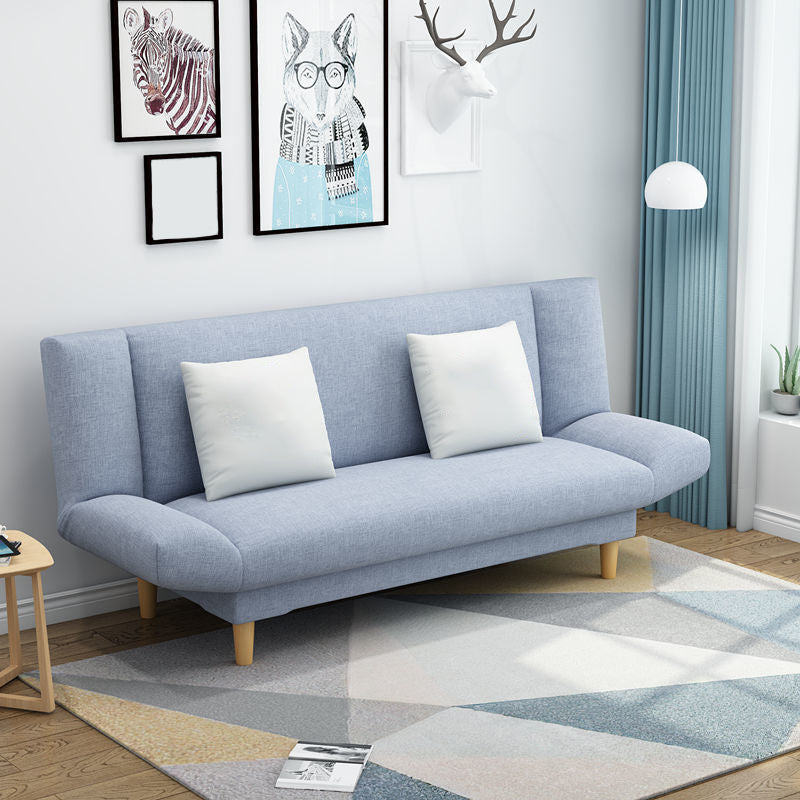 Tight Back Armless Settee Loveseat Convertible Fabric Settee Light Blue Clearhalo 'furn' 'furn_sofas' 'Furniture' 'furniture_sofas' 'kitchen' 'kitchen_sofas' 'Living Room Furniture' 'Sofa' 'sofas' 4608085