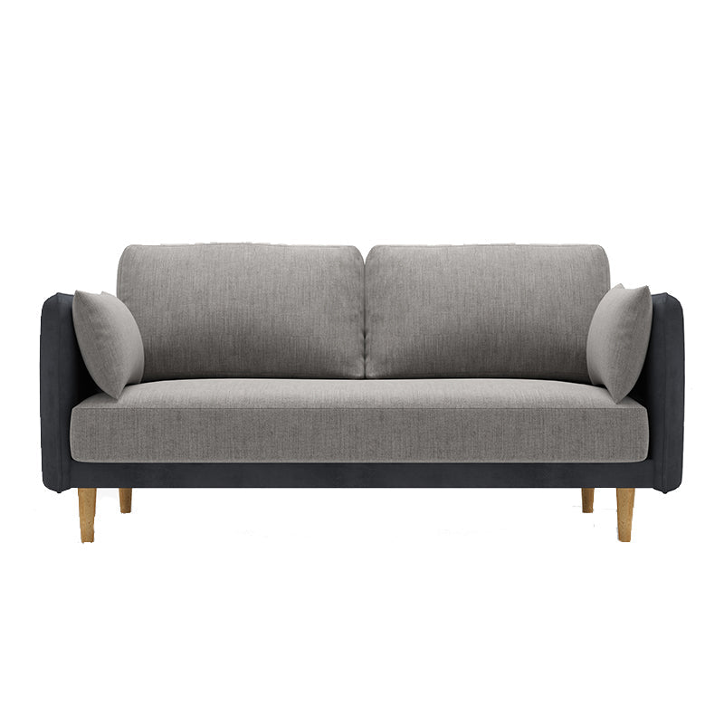Square Arm Sofa 31.89" H Scandinavian Fabric Sofa with Pillows Dark Gray-Black Clearhalo 'furn' 'furn_sofas' 'Furniture' 'furniture_sofas' 'kitchen' 'kitchen_sofas' 'Living Room Furniture' 'Sofa' 'sofas' 4608114