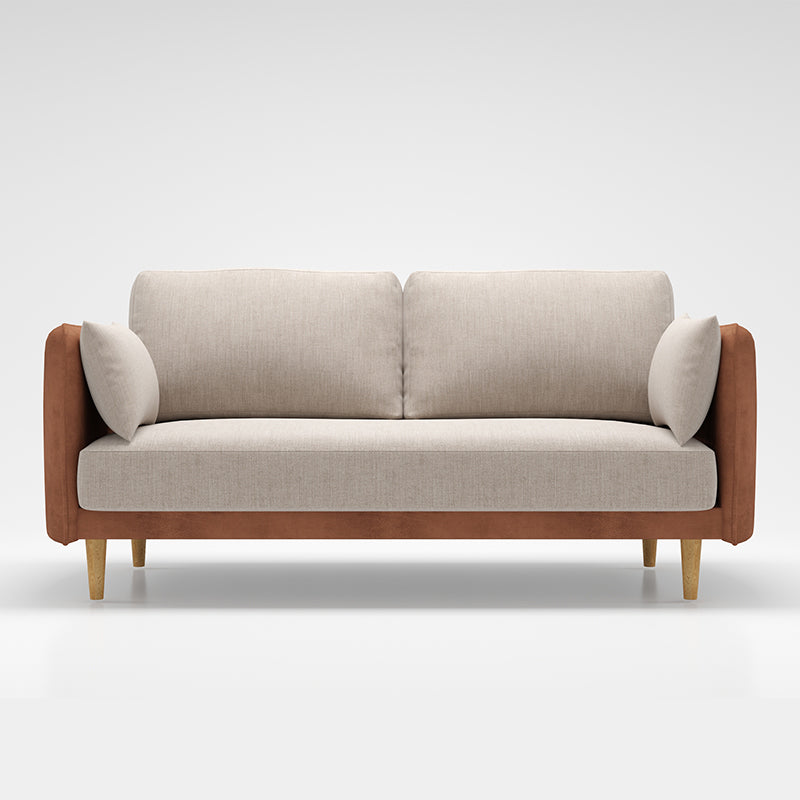 Square Arm Sofa 31.89" H Scandinavian Fabric Sofa with Pillows Orange Clearhalo 'furn' 'furn_sofas' 'Furniture' 'furniture_sofas' 'kitchen' 'kitchen_sofas' 'Living Room Furniture' 'Sofa' 'sofas' 4608116