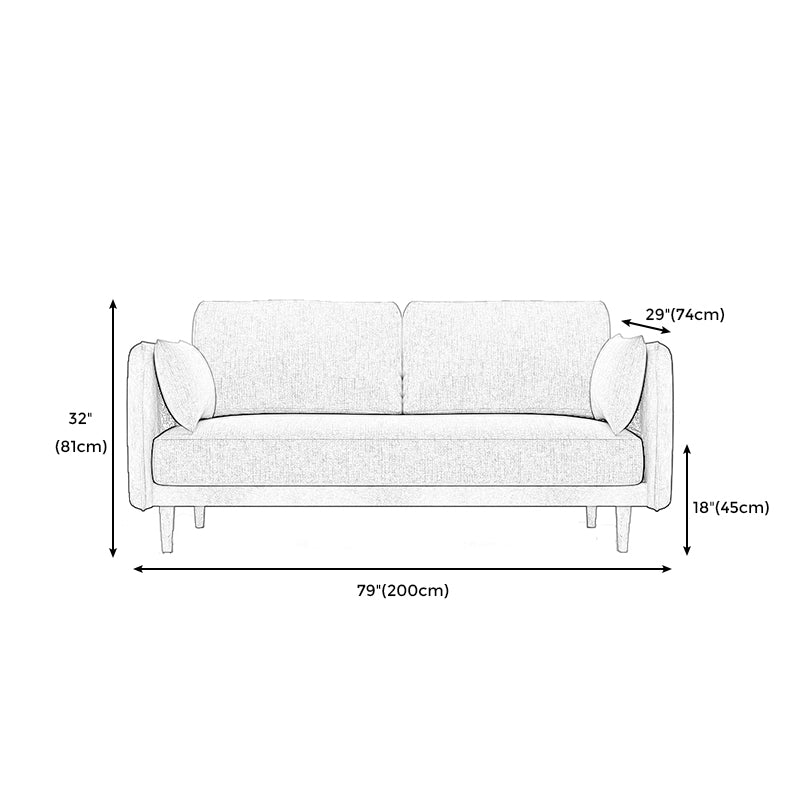 Square Arm Sofa 31.89" H Scandinavian Fabric Sofa with Pillows Clearhalo 'furn' 'furn_sofas' 'Furniture' 'furniture_sofas' 'kitchen' 'kitchen_sofas' 'Living Room Furniture' 'Sofa' 'sofas' 4608124